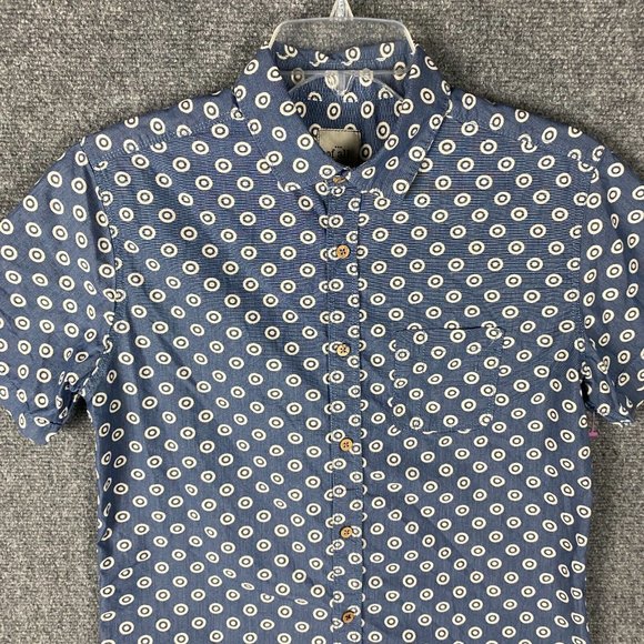 Of All Threads Button Up Shirt Men's Small Short Sleeve Blue Cotton Blend S - Picture 2 of 8